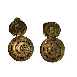 1980’s Abstract Brass and Copper Swirl Earrings